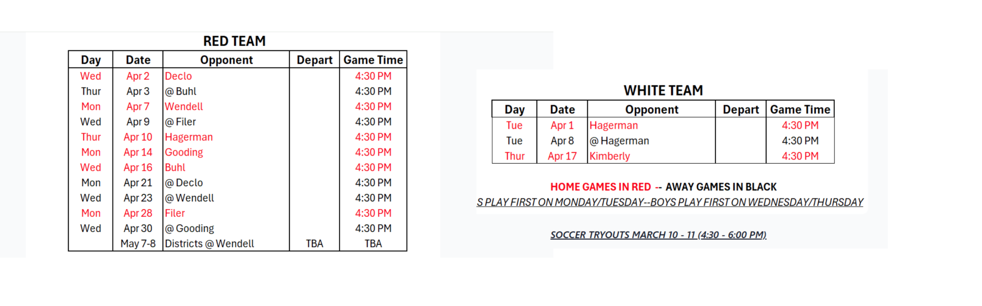 Soccer 2025 Schedule