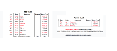 Soccer 2025 Schedule