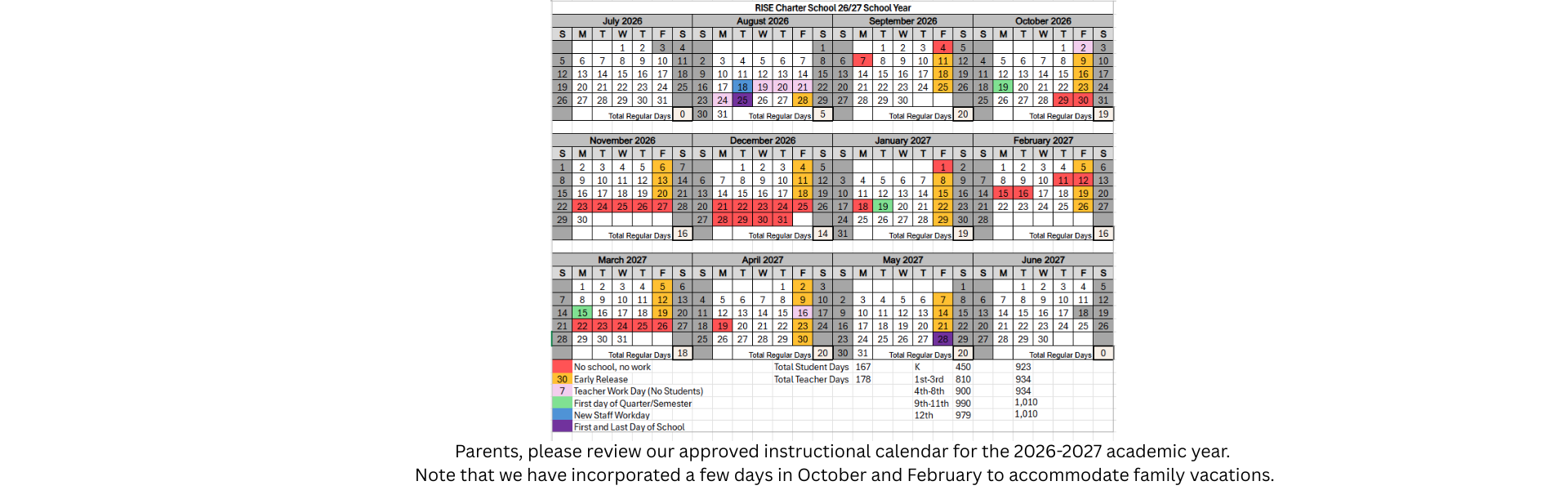 RISE 26-27 Instructional Calendar